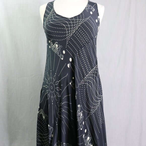 Johnny Was Rhea Maxi Dress XS Black Silk Tigers Sun Bursts Whimsigoth - Picture 7 of 16